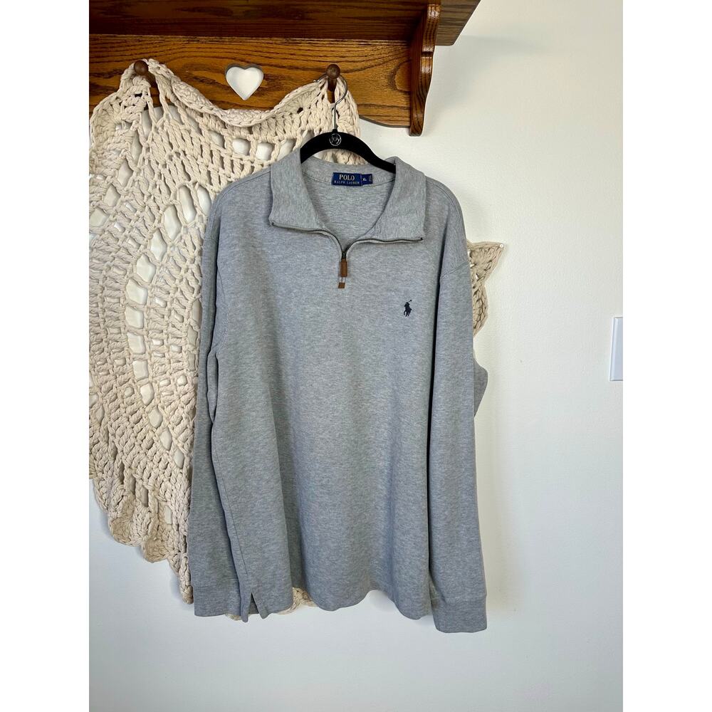 Polo Ralph Lauren Gray Cotton Quarter Zip Pullover Size XL